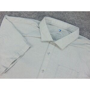 Kuhl Riviera Shirt Mens 2XL Short Sleeve Button Up Gray Striped Hiking Outdoor
